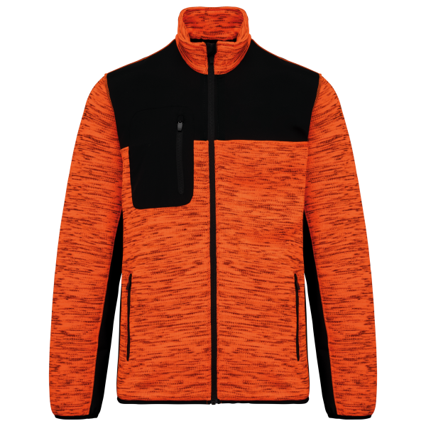 Gerecycled herenjasje in polytricot Fluorescent Orange Melange / Black L Gerecycled herenjasje in polytricot Fluorescent Orange Melange / Black L