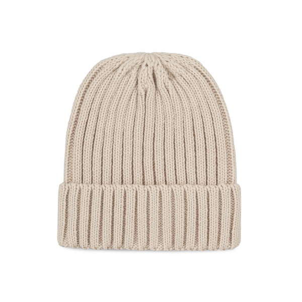 Dubbel geribde muts met omslag Light Sand One Size Dubbel geribde muts met omslag Light Sand One Size