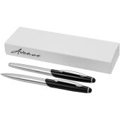 Geneva pennenset stylus balpen en rollerbalpen (blauwe inkt) - Zilver/Zwart