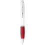 Nash balpen met witte houder en gekleurde grip (zwarte inkt) - Wit/Rood