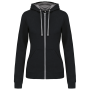 Damessweater met rits en capuchon in contrasterende kleur Black / Fine Grey S