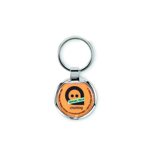 Sleutelhanger zinklegering met doming, rond Sleutelhanger zinklegering met doming, rond