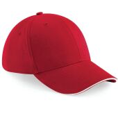ATHLEISURE 6 PANEL CAP, CLASSIC RED/WHITE, One size, BEECHFIELD