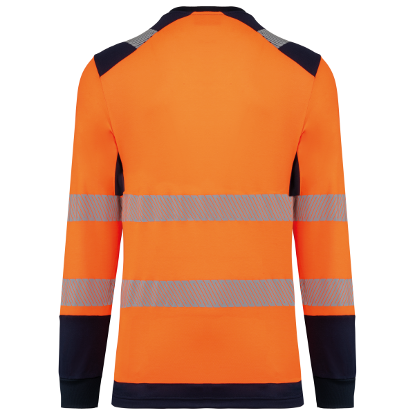 Gerecycled veiligheids-T-shirt lange mouwen Hi Viz Orange / Navy XS Gerecycled veiligheids-T-shirt lange mouwen Hi Viz Orange / Navy XS