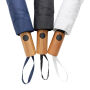 Kaycey 21" AWARE™ RPET Acaciahouten mini auto open paraplu, zwart