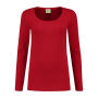 L&S T-shirt Crewneck cot/elast LS for her 187c Red-S