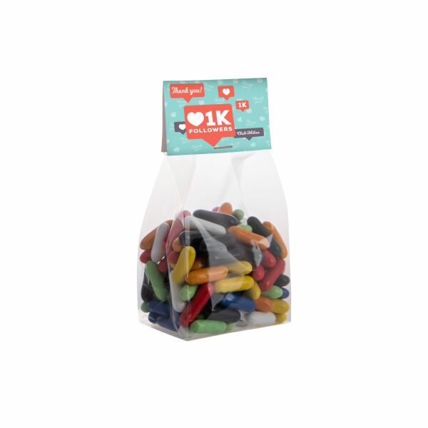 Blokzakje met kopkaartje en 150 gram snoep