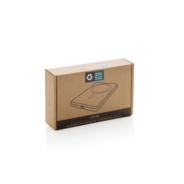 Orion RCS r-aluminium 5000 mah 5W magnetische powerbank, zwart Orion RCS r-aluminium 5000 mah 5W magnetische powerbank, zwart