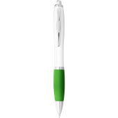 Nash balpen met witte houder en gekleurde grip (blauwe inkt) - Wit/Lime