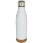 Cove 500 ml dubbelwandige vacuüm geïsoleerde roestvrijstalen waterfles met kurkdetails - Wit