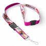Afneembare polyester keycord met gesublimeerde satijnen overlay