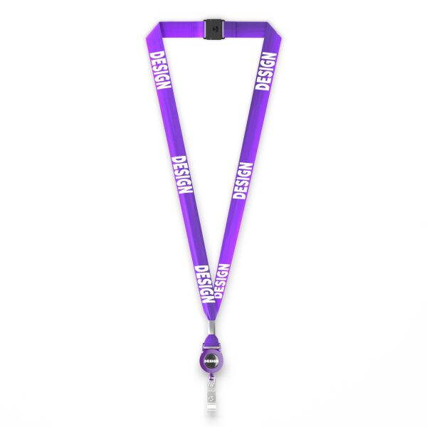 Gerecycled Polyester (rPET) sublimatie lanyard met badge reel met metalen krimp Gerecycled Polyester (rPET) sublimatie lanyard met badge reel met metalen krimp