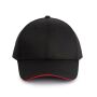 Contrasterende sandwichpet 6 panelen Oeko-Tex black/red one size