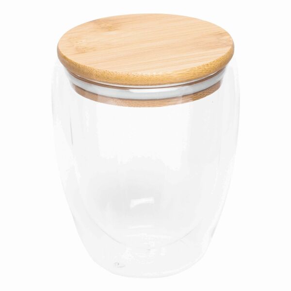 Dubbelwandig glas BAMBOO ART M, inhoud ca. 350 ml. bruin, transparant