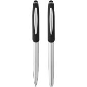 Geneva pennenset stylus balpen en rollerbalpen (blauwe inkt) - Zilver/Zwart