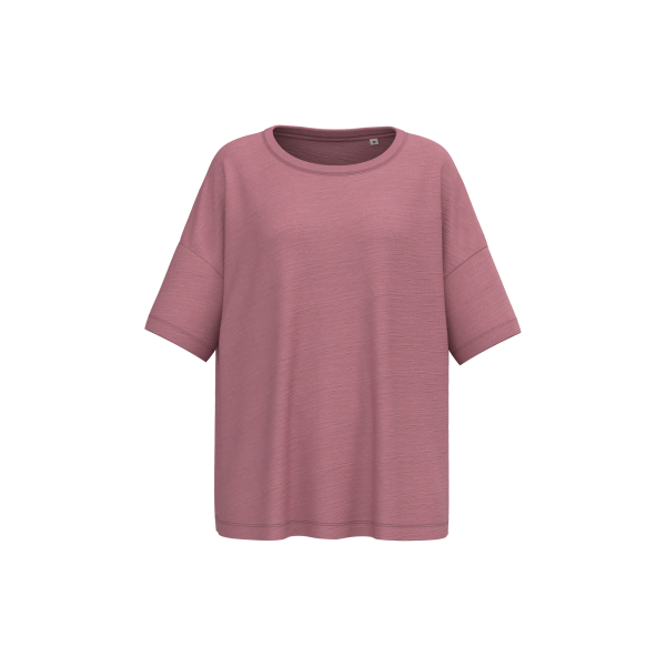 Ecologisch oversized dames slub-T-shirt met afhangende schouders Ecologisch oversized dames slub-T-shirt met afhangende schouders