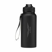 AquaSteel XL Wide RCS Recycled Water Bottle 900 ml - zwart