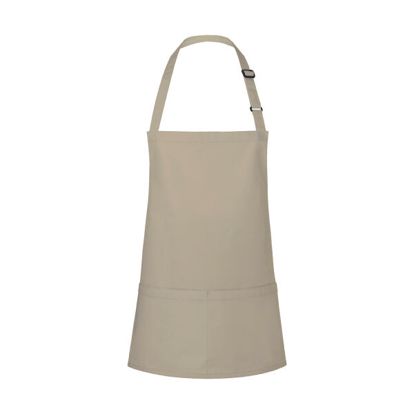 Short Bib Apron Basic with Buckle and Pocket - Sand - One Size