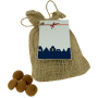 Medium Jute zakje gevuld met 100 gram kruidnoten, strooigoed of Chocolade munten Medium Jute zakje gevuld met 100 gram kruidnoten, strooigoed of Chocolade munten