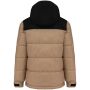 Uniseks tweekleurige gewatteerde donsjas met capuchon wet sand / black XS