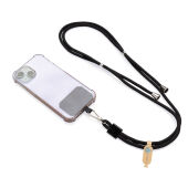 CarryLoop RCS rPET verstelbare lanyard met telefoonhouder, zwart