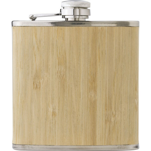 Stainless steel and bamboo hip flask Hayden
