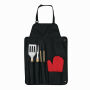 GREAT BBQ - BBQ-schort met BBQ-bestek rood, zilver, zwart