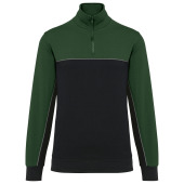 Ecologische uniseks sweater met ritskraag Black / Forest Green 3XL