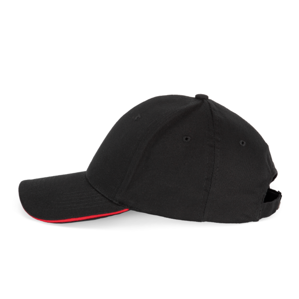 6-Panel-Kappe mit Kontrast-Sandwichschirm Black / Red One Size 6-Panel-Kappe mit Kontrast-Sandwichschirm Black / Red One Size