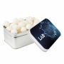 Rectangular tin filled with candy, Silver, KING peppermint balls