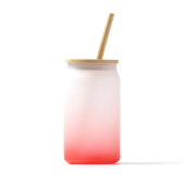 DALBY Glas frosty 350 ml met deksel en rietje - rood