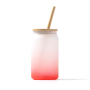 DALBY Glas frosty 350 ml met deksel en rietje - rood