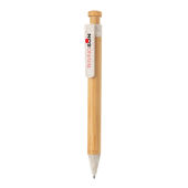 Bamboe pen met tarwestro clip, wit