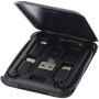 Savvy modulaire oplaadkabel van gerecycled plastic met telefoonhouder - Zwart