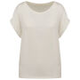 Ecologisch dames t-shirt met mouwen met omslag Ivory L