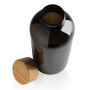 GRS recycled PET fles met bamboe dop, zwart