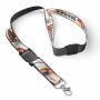 Afneembare polyester keycord met gesublimeerde satijnen overlay