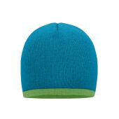 Beanie with Contrasting Border turquoise/lime-green