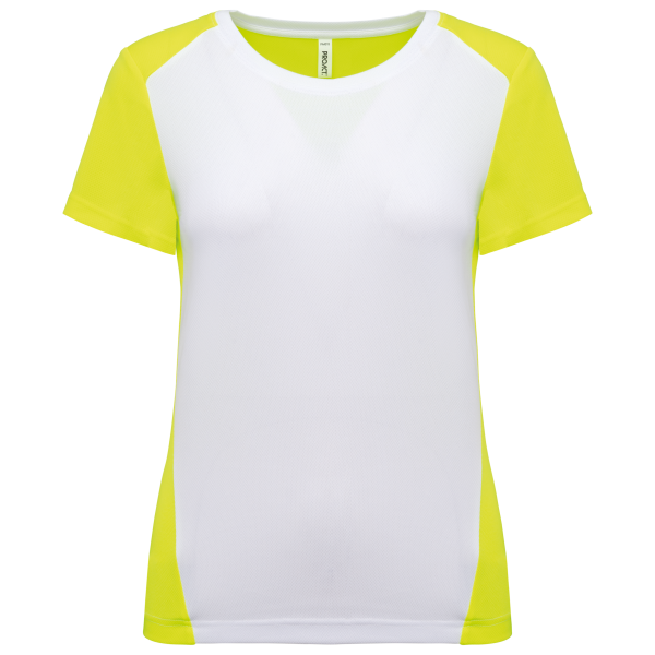Ecologisch sport-T-shirt in twee kleuren voor dames White / Fluorescent Yellow XL Ecologisch sport-T-shirt in twee kleuren voor dames White / Fluorescent Yellow XL