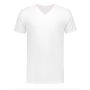 L&S T-shirt V-neck fine cotton elastane White-extra longer length-S