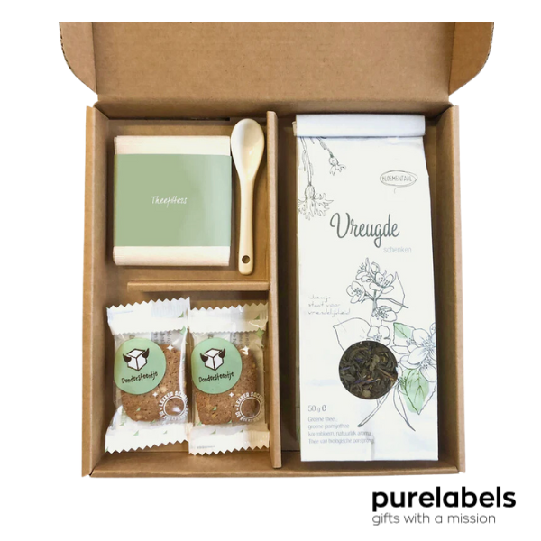 Cadeau pakket thee | Theepakket vreugde | Origineel presentje brievenbus cadeau 