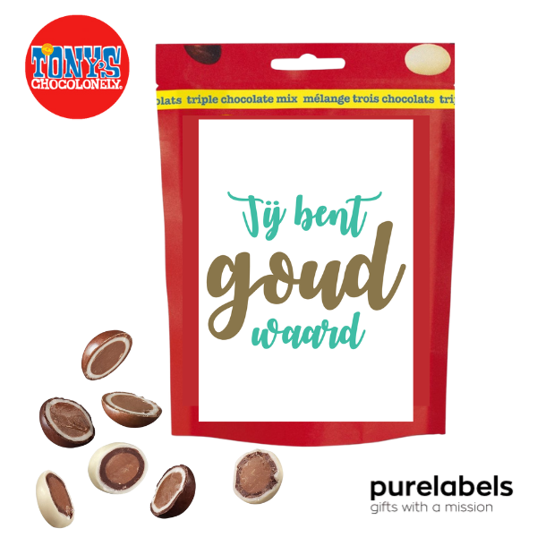 Bedankt cadeau personeel Goud Waard | Tony's Chocolonely Lil'Bits | Triple chocolade