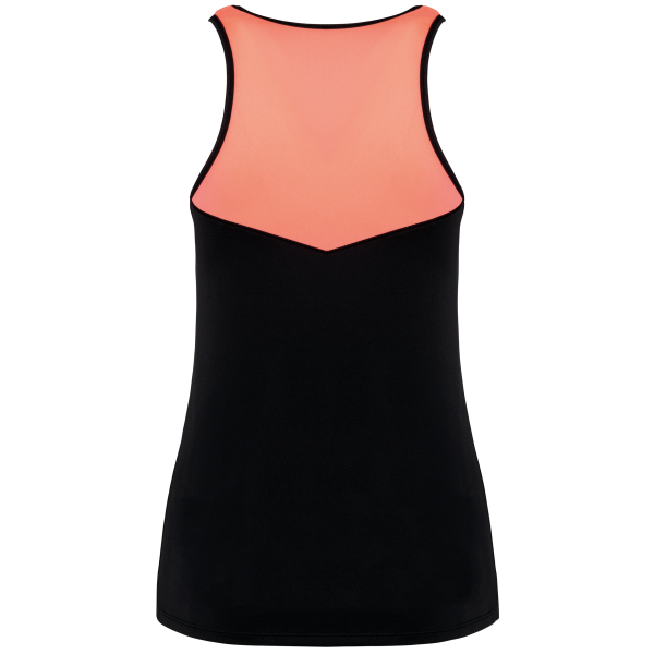 Zweifarbiges Padel-Damentop Black / Coral XL Zweifarbiges Padel-Damentop Black / Coral XL