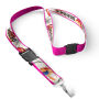 Afneembare polyester keycord met gesublimeerde satijnen overlay