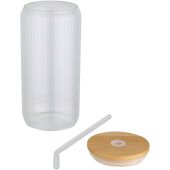 Mirage 500 ml enkelwandige drinkfles van borosilicaatglas met bamboe deksel - Transparent