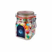 Weckpot 0,9 liter, gevuld met snoep, Transparant, Jelly beans