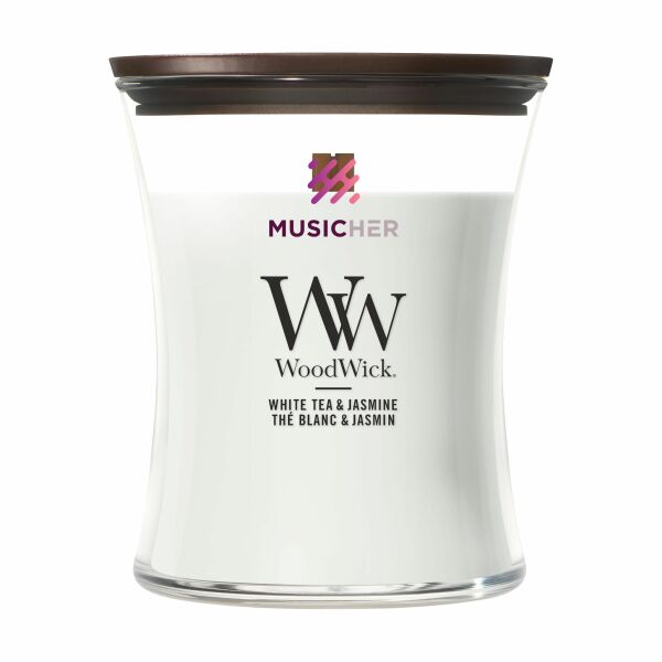 WoodWick White Tea & Jasmine Medium Candle Duftkerze WoodWick White Tea & Jasmine Medium Candle Duftkerze