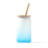 DALBY Glas frosty 350 ml met deksel en rietje - lichtblauw