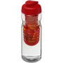 H2O Active® Base 650 ml sportfles en infuser met flipcapdeksel - Transparant/Rood
