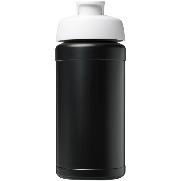 Baseline 500 ml gerecyclede drinkfles met klapdeksel - Zwart/Wit